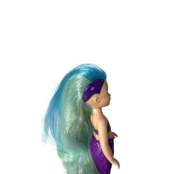 Barbie Chelsea Mermaid Doll With Turquoise Hair Purple Glitter Tail Silver Top - Picture 3 of 4